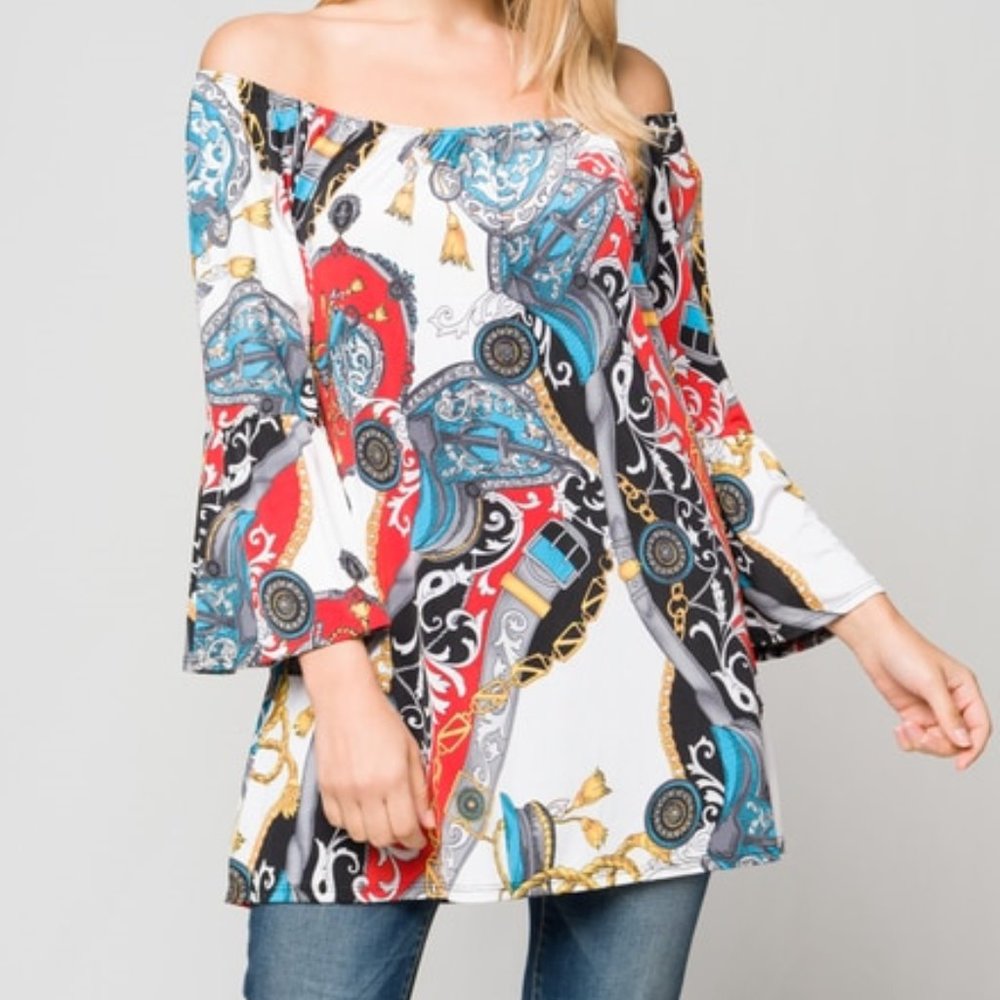 Voll Multi Color Tunic Blouse - L